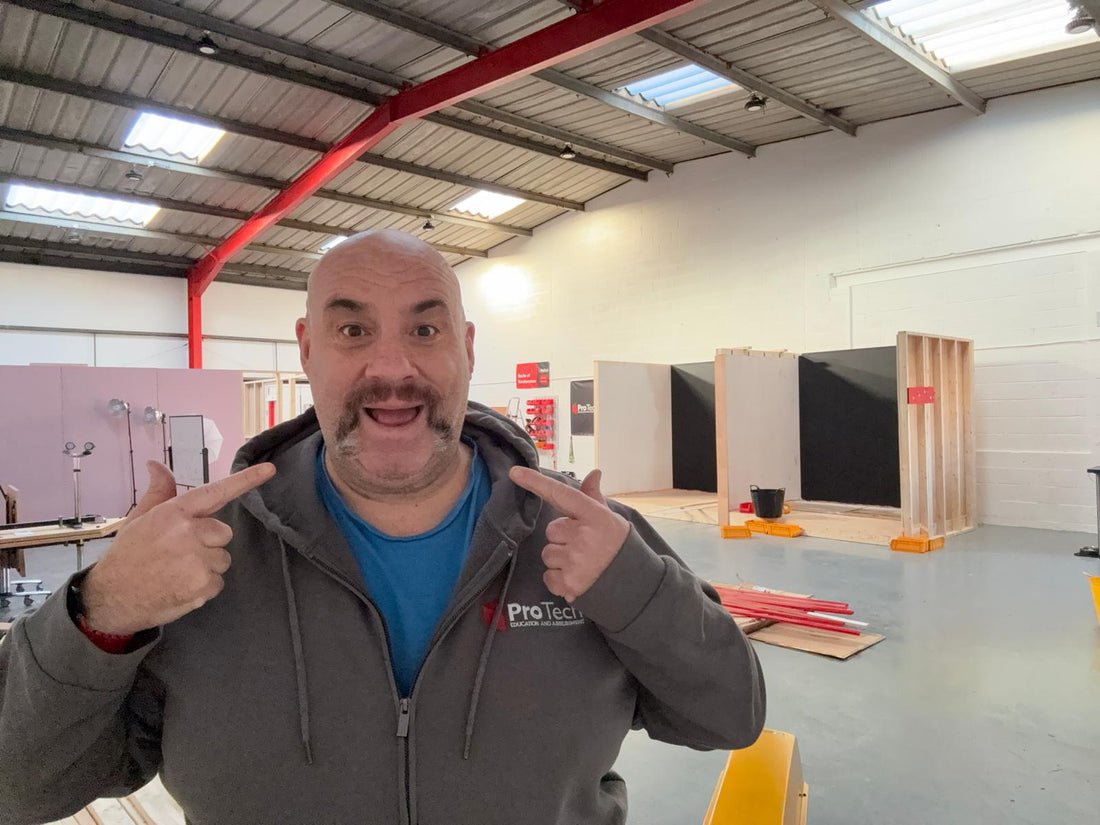 Matt taking part in Movember while continuing the ProTech training centre fit-out